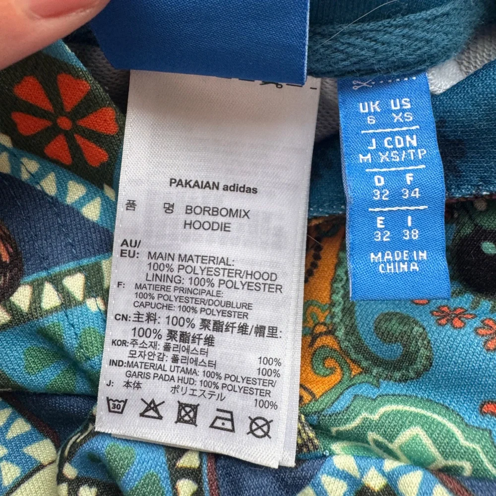 adidas x FARM Rio Borbomix Cropped Hoodie XS Women’s Printed Sweatshirt - Picture 7 of 10
